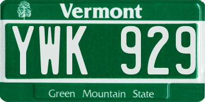 VT license plate YWK929