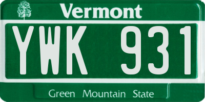 VT license plate YWK931