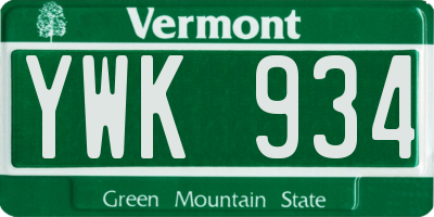 VT license plate YWK934