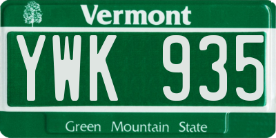 VT license plate YWK935