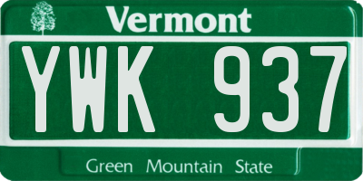 VT license plate YWK937