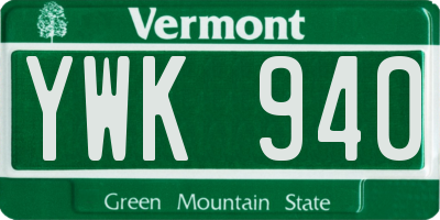 VT license plate YWK940