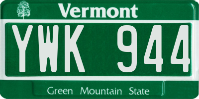 VT license plate YWK944