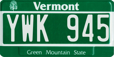 VT license plate YWK945