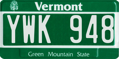 VT license plate YWK948