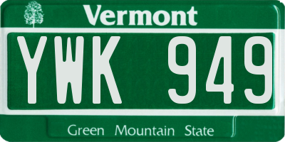 VT license plate YWK949