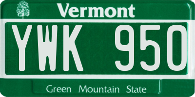 VT license plate YWK950