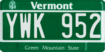 VT license plate YWK952