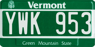 VT license plate YWK953