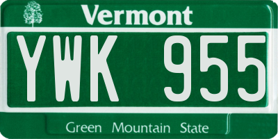 VT license plate YWK955