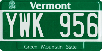 VT license plate YWK956