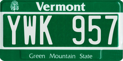 VT license plate YWK957