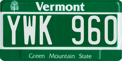 VT license plate YWK960