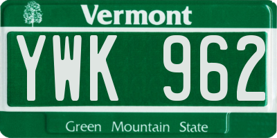 VT license plate YWK962