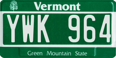 VT license plate YWK964