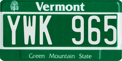 VT license plate YWK965