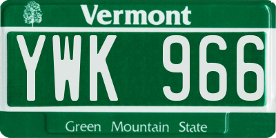 VT license plate YWK966