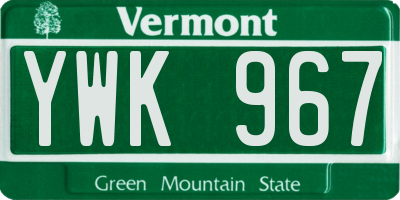 VT license plate YWK967