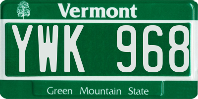 VT license plate YWK968