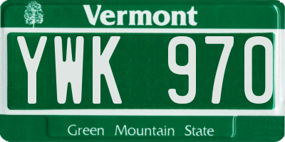 VT license plate YWK970