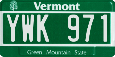 VT license plate YWK971