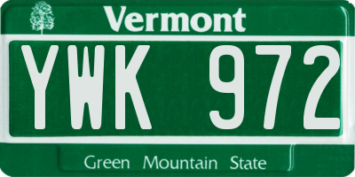 VT license plate YWK972