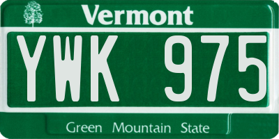 VT license plate YWK975