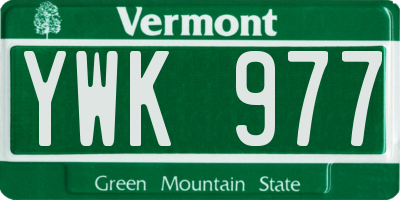 VT license plate YWK977
