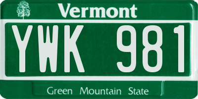VT license plate YWK981