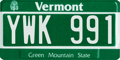 VT license plate YWK991