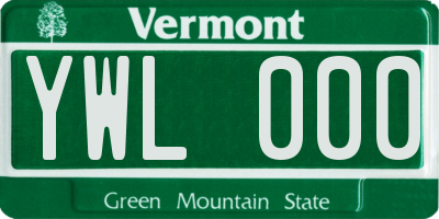 VT license plate YWL000