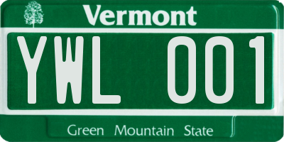 VT license plate YWL001