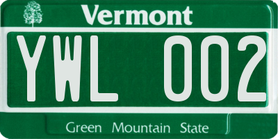 VT license plate YWL002