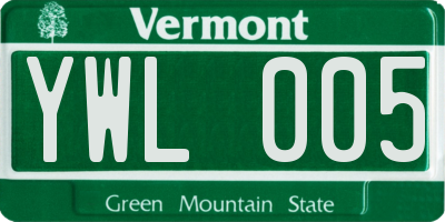 VT license plate YWL005