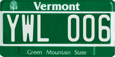 VT license plate YWL006