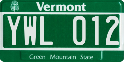 VT license plate YWL012