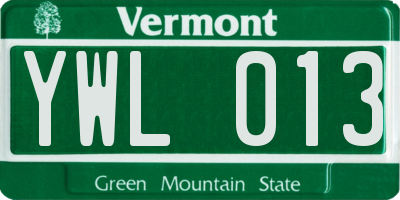 VT license plate YWL013