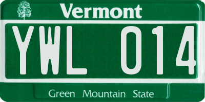 VT license plate YWL014