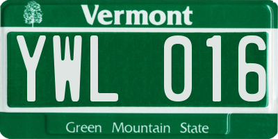 VT license plate YWL016