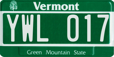 VT license plate YWL017