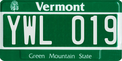 VT license plate YWL019