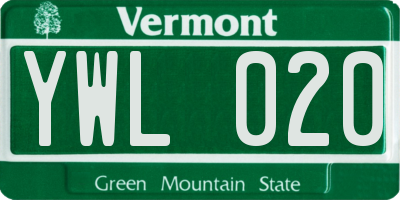 VT license plate YWL020