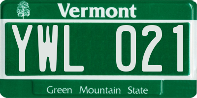 VT license plate YWL021