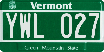 VT license plate YWL027