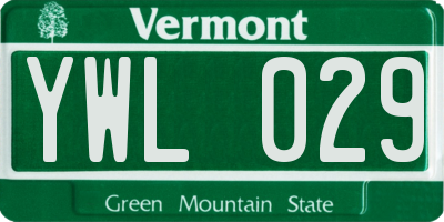 VT license plate YWL029