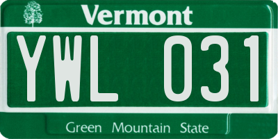 VT license plate YWL031