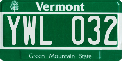 VT license plate YWL032
