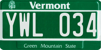 VT license plate YWL034