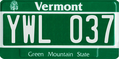 VT license plate YWL037