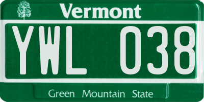 VT license plate YWL038